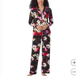 NWT Room Service Women's Shawl Collar Pajama Set Black XXL